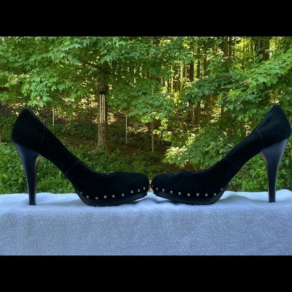 MOSSIMO black suede platforms with rivets- size 9.5 gently worn.  SEXY! - Picture 11 of 14